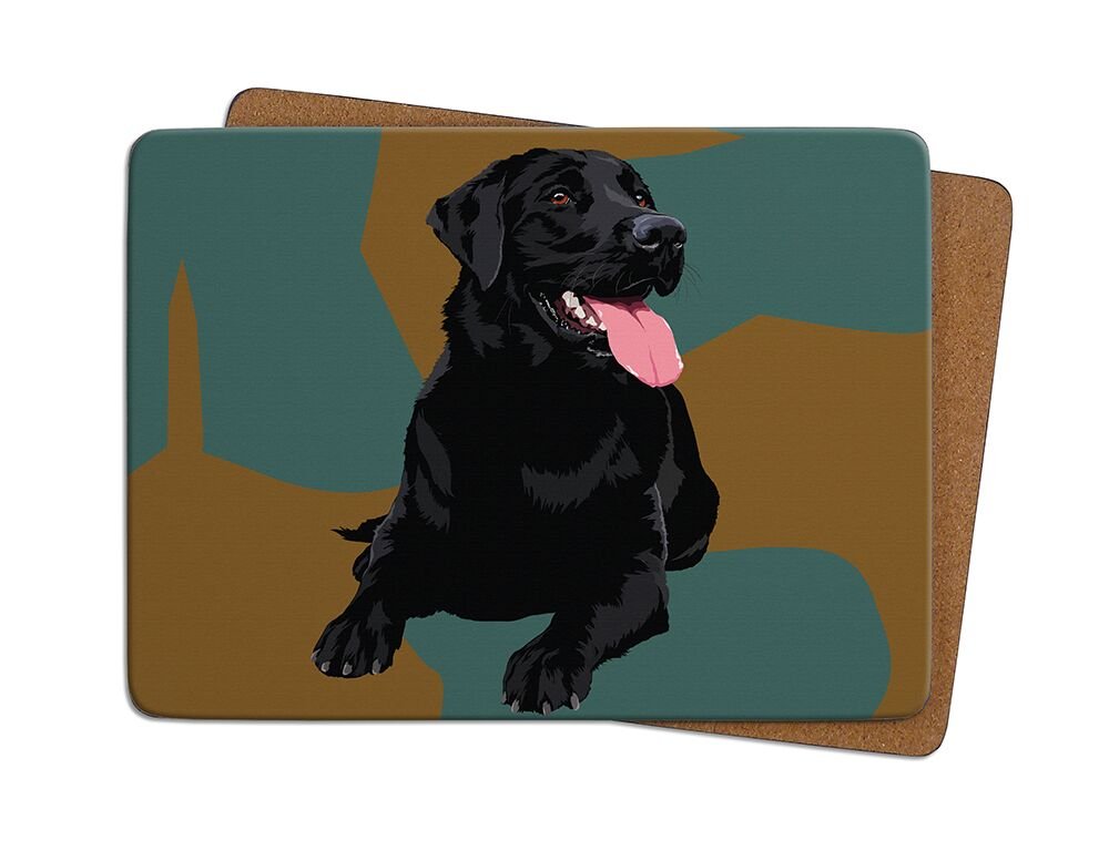 Leslie Gerry Black Labrador Table Mat By - Placemat