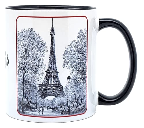 DESSAPT Arts - Paris, la tour Eiffel et l'Arc de Triomphe - Mug Céramique 325 ml - Tasse-Cadeau Unique avec les Magnifiques Paysages Parisiens - Imprimé en...