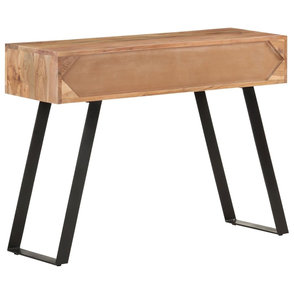 vidaXL Mesa Consola Bordes Naturales Entrada Acento Pasillo Vestíbulo Recibidor Auxiliar Decoración Escritorio Mueble 100x35x76 cm Madera de Acacia