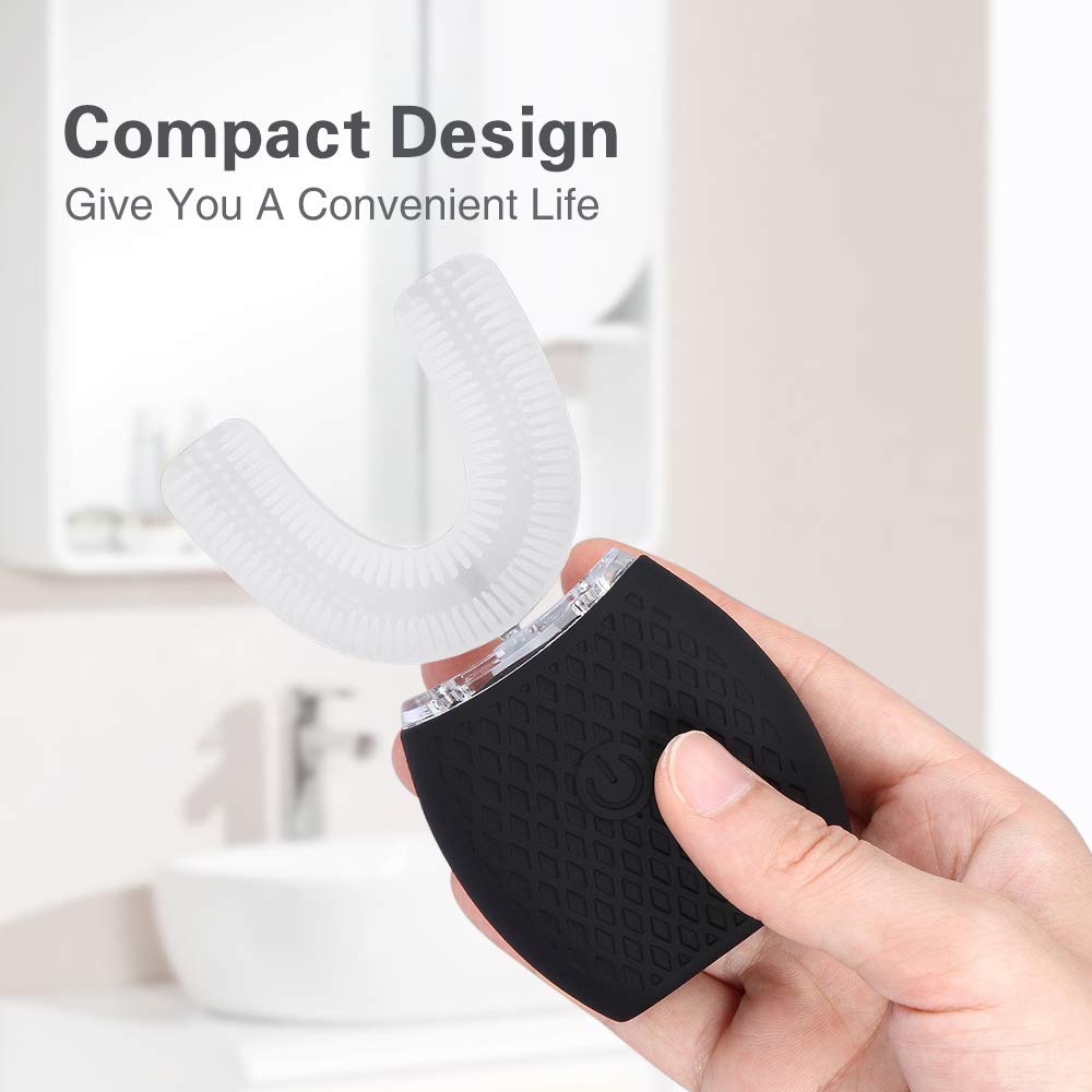 Electric Ultrasonic Toothbrush, Automatic 360 ° Ultrasonic Electric Toothbrush, Cold Tooth Whitening Instrument Automatic Toothbrush,Electric Sonic Toothbrush for Adults (Black) : Beauty & Personal Care