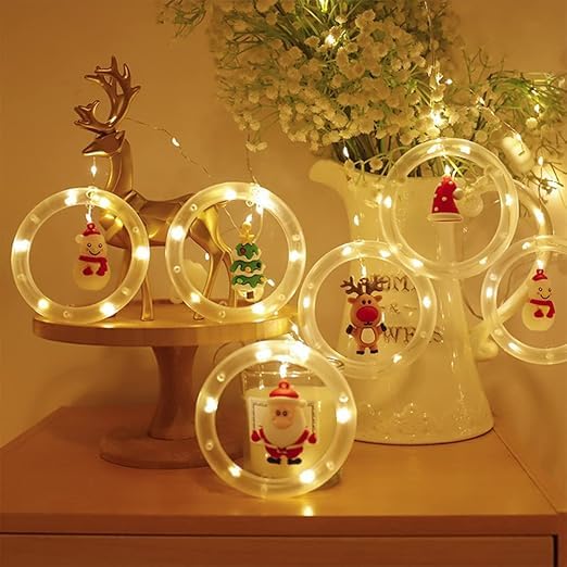 Image of V.E.S.P.A 3.5m 90 LED Santa Ring String Lights - 10 Modes for Festive Home Decoration, Perfect for Indoor and Outdoor Celebrations (Warm White)