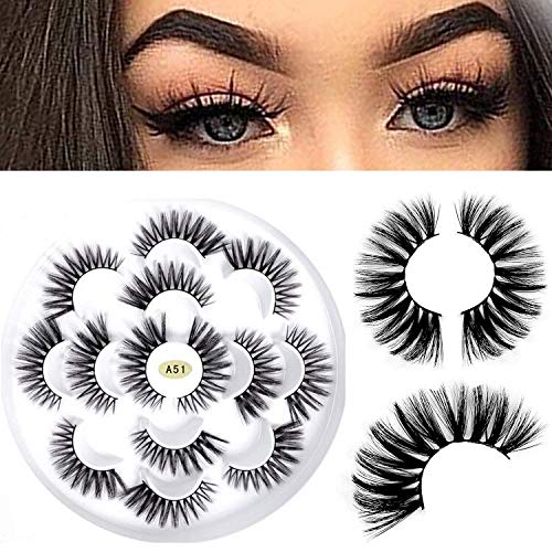 False Lashes Pack 3D 25mm Faux Mink Lashes False Eyelashes Long Fluffy Dramatic Lashes Crossed Soft Wispy Lashes HandMade Reusable Lashes Wholesale (A51-Eye Lashes)