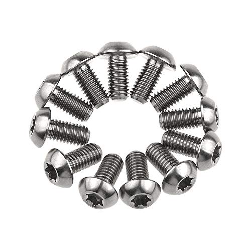 Wanyifa 12Pcs Ti Titanium Bolts Torx M5x10 Bicycle Bike Disc Brake Cycle Rotor Screws Gr5 (Titanium)