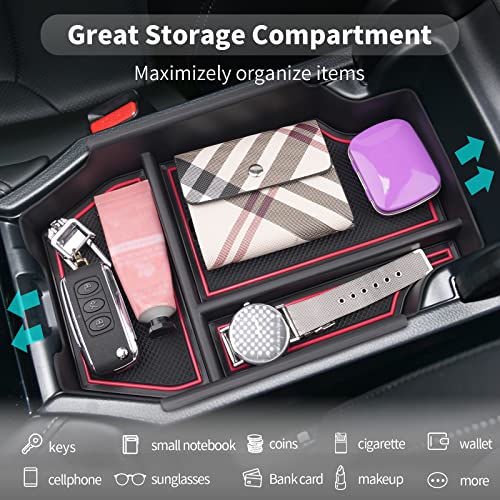 Image of CDEFG 2023-2026 Accord Center Console Accessory Organizer for 2023 2024 2025 2026 Accord Sport EX-L L Touring LX EX Console Armrest Tray Storage Box 2023-2026 Accord 11th Gen Hybrid Accessories (Red)