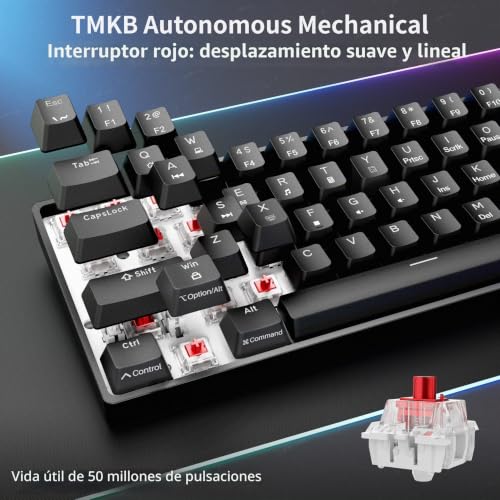Teclado mecánico QWERTY-US Dierya DK68E negro con switches Red suaves 3