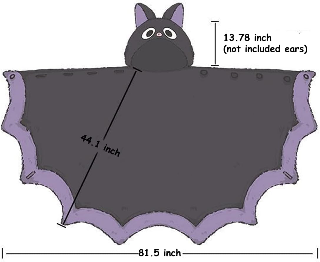 RILGOU Pastel Goth Harajuku Kawaii Fashion Soft Fluffy Warm Comfy Fleece Cape Hooded Animal Bat Wearable Blanket with Ears