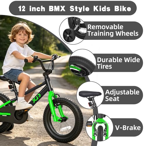 Image of XJD 12 14 16 inch Kids Bike BMX Style Bicycle for 3-10 Years Old | with Training Wheels Coaster Brake