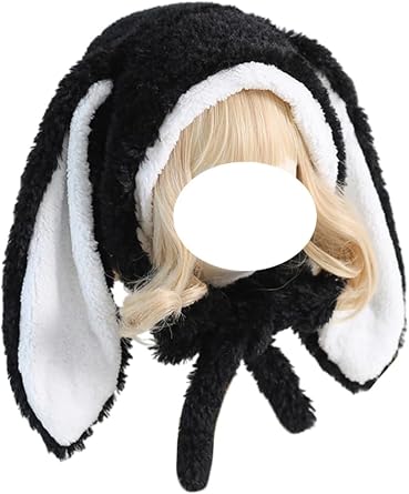 Furry Lop Ear Rabbit Hat Beanie Cute Bunny Hat Fluffy Animal Warm Hat Cap for Women Girls Outdoor