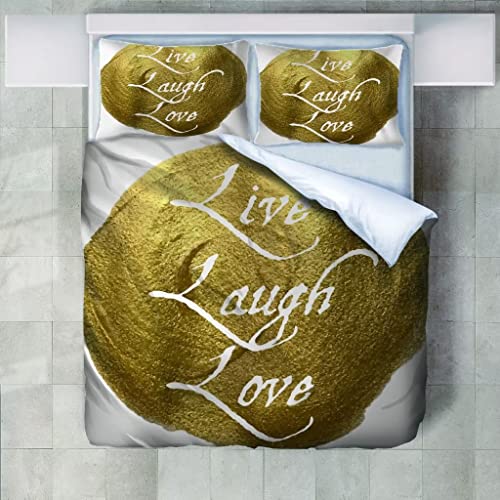 Roadchoice Juego de 3 fundas de edredón con diseño de piojos y risa y amor, para decoración de dormitorio, funda de edredón suave con estampado 3D y 2 fundas de almohada, microfibra cepillada, con
