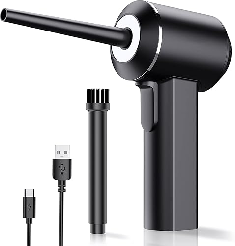 MECO - Plumero de aire comprimido inalámbrico, soplador de aire eléctrico de 45000 rpm para limpieza electrónica de teclado de computadora con luz