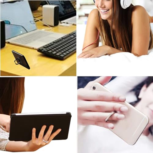 Image of ZIBUYU Phone Ring Holder, 360 Rotatable Metal Grip with Strong Adhesive | One-Hand Grip and Stable Desk Support, Phone Gripper Holder for Case Back Use, Transparent Round