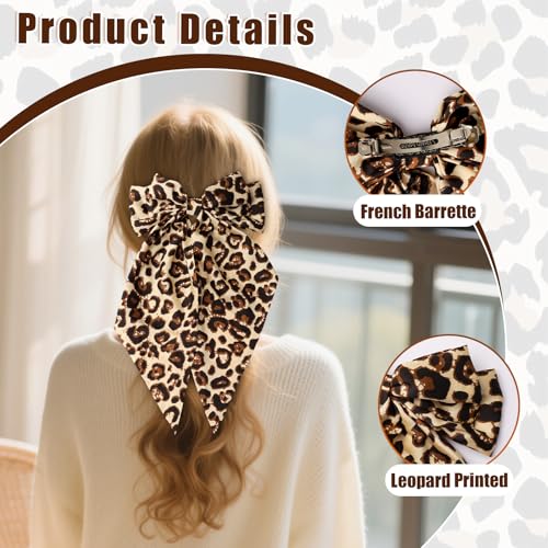 Lazo grande para cabello con estampado de leopardo miniatura 3