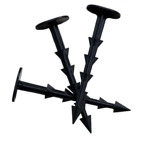 B2C PEGS 6 GROUND sheet GARDEN WEED BARRIER MEMBRANE PINS Pegs FABRIC HOOKS STAPLES FIXINGS 6 Landscape cover Staples Plastic (10, Black)
