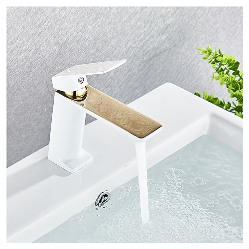 Robinet mitigeur de lavabo de salle de bains blanc chrome mitigeur évier - 6