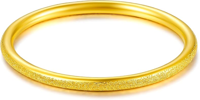ZHOU LIU FU 24K Solid Gold Ring Simple Unisex Pure Gold Ring with Jewelry Box for Women Men Couple Lover Boyfriend Girlfriend Birthday AnniversarySize46.5-61.9