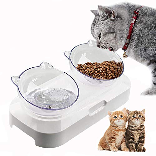 Katzenfutternapf, 15° geneigter Doppel-Katzennapf, rutschfest, Mehrzweck-Katzenschüssel, Wassernapf, Haustiernapf, Katzenfutter Cover