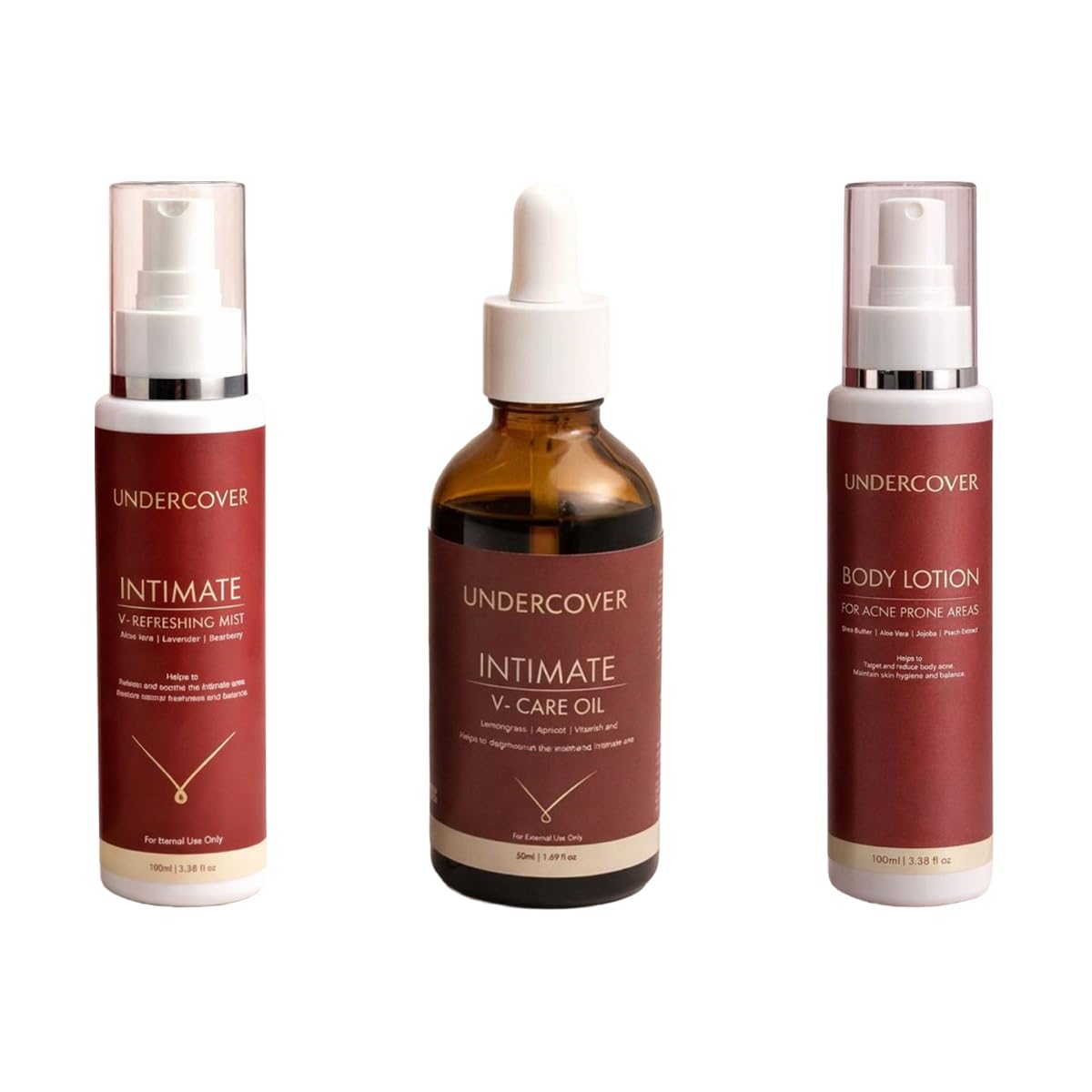 Undercover Pack of 3 Intimate V-Refreshing Mist, Intimate V-Care Oil & Acne Body Lotion Combo-picture-27