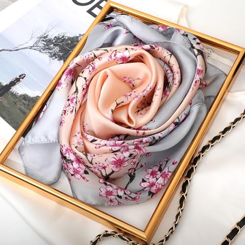 UTOWO 27.5in Silk Feeling Scarf Square Satin Hair Scarf Headscarf for Women Silk Bandanas Pocket Square2