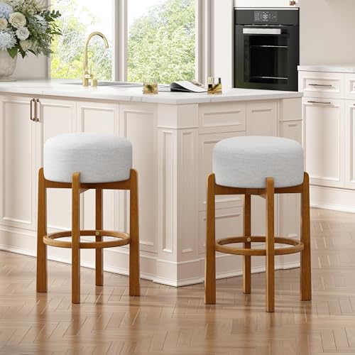 GDFStudio Solid Rubberwood Bar Stool