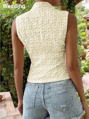 Image of Mina Self Women's 2026 Summer Lightweight Knit Vest Top - Breathable Stretchy Floral Trendy Casual Work Office Slim Waistcoat