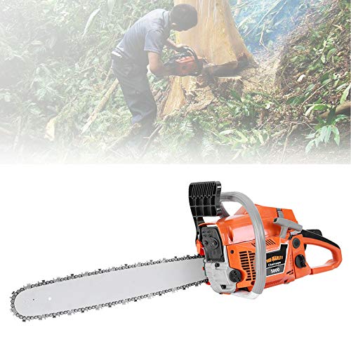 58CC 2-Stroke Bar Gasoline Powered Chainsaw, 20-Inch Chainsaw, Cordless Handheld Gasoline Power Chain Saws for Cutting Trees, Wood, Garden and Farm (Orange)