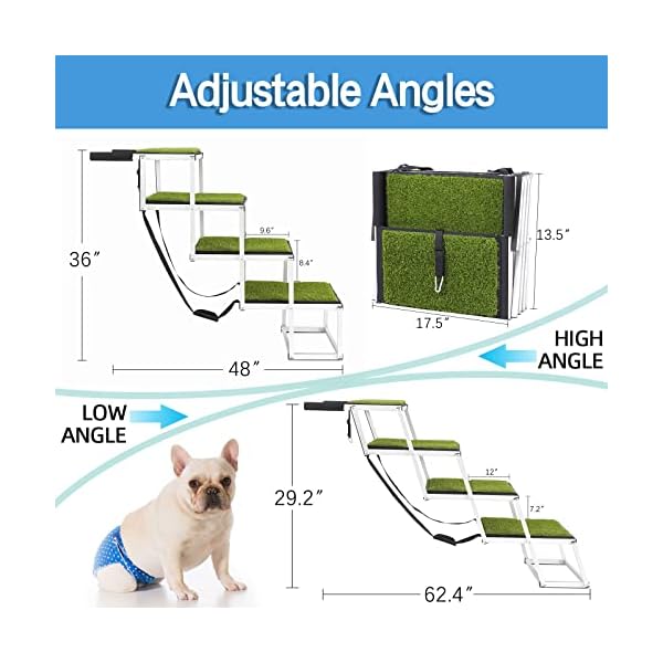 Upgraded Dog Car Stairs with Artificial Grass