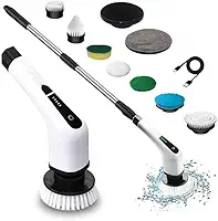 Esfregão Elétrico Premium 9 em 1 Sem Fio – Mop Giratório 360° Recarregável para Limpeza Pesada em Janelas, Banheiro e Cozinha