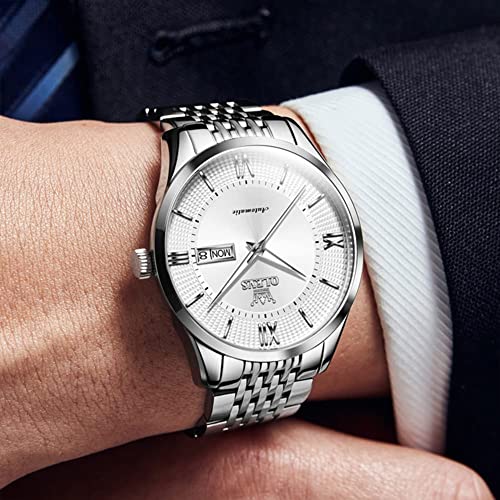 Image of OLEVS Automatic Mens Watches Self Winding Mechanical Business Luxury Dress Wrist Watch Stainless Steel Waterproof Luminous Day Date