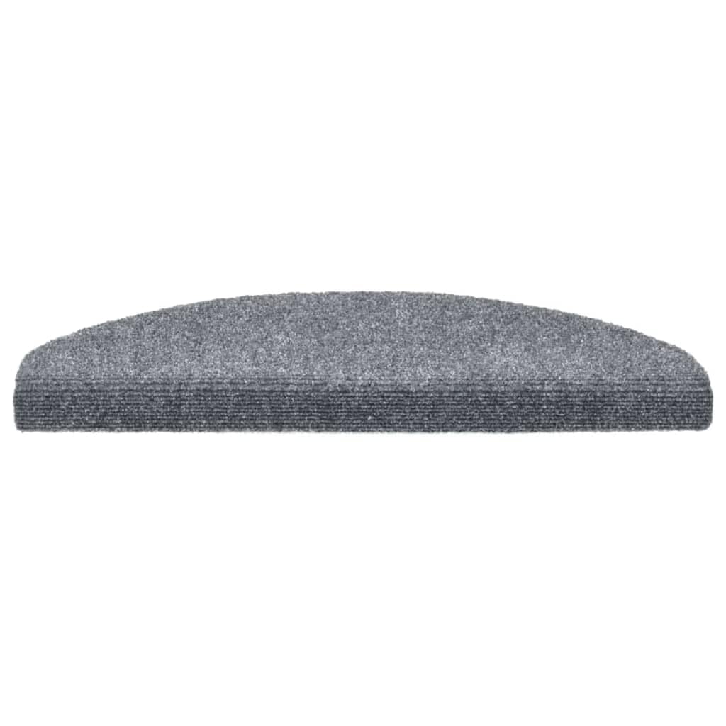 Lot de 15 tapis d'escalier autocollants - 65 x 21 x 4 cm - Gris clair - Semi-circulaires - Antidérapant - Lavable - Protection contre les marches en bois - Avec protection contre le bruit et
