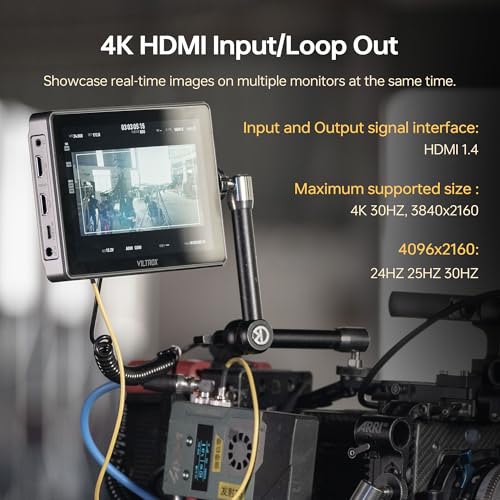 Image of VILTROX DC-L1 7 inch Camera Field Monitor Touchscreen DSLR Kamera Monitor with 170 Wide View Angle,600 Nits,HD 1280x800 IPS 4K HDMI Loop in /Out with Peak Focus Video Assist Waveform,Battery,Sunshade Hood