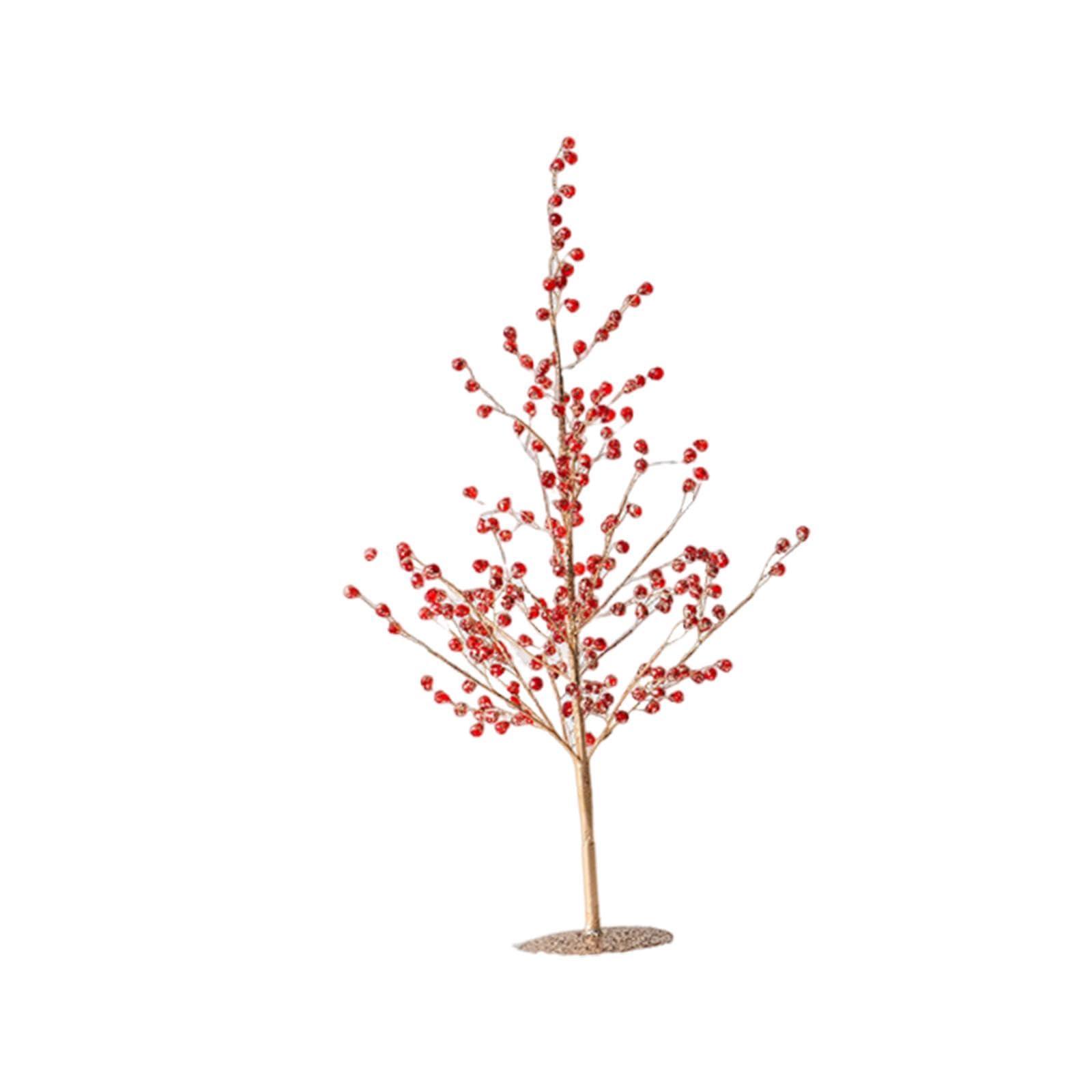 Adorno Navideño de Abedul Artificial, Centro de Mesa, Accesorio, con Alambre de Hierro Acrílico para Arreglo de Escena, Adecuado Par, Rojo, Individual