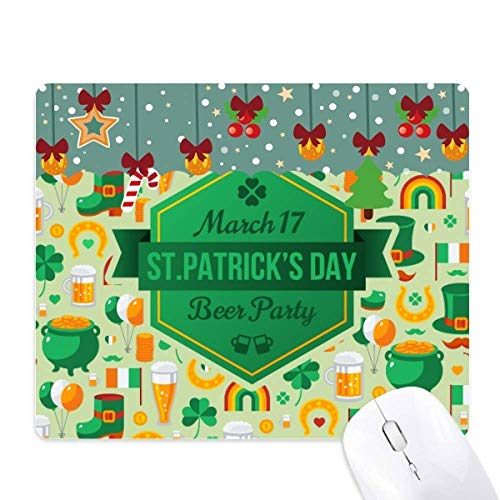 Tapis de souris Saint-Patrick bière trèfle arc-en-ciel pour bureau