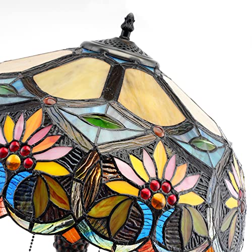 Ginsenglux Tiffany Style Table Lamp 2-Light 23" Tall Vintage Rustic Large Tiffany Lamp Bedside Large Luxurious Unique Desk Light Stained Glass Shade For Lover Bedroom Living Room Country Farmhouse #TOP6