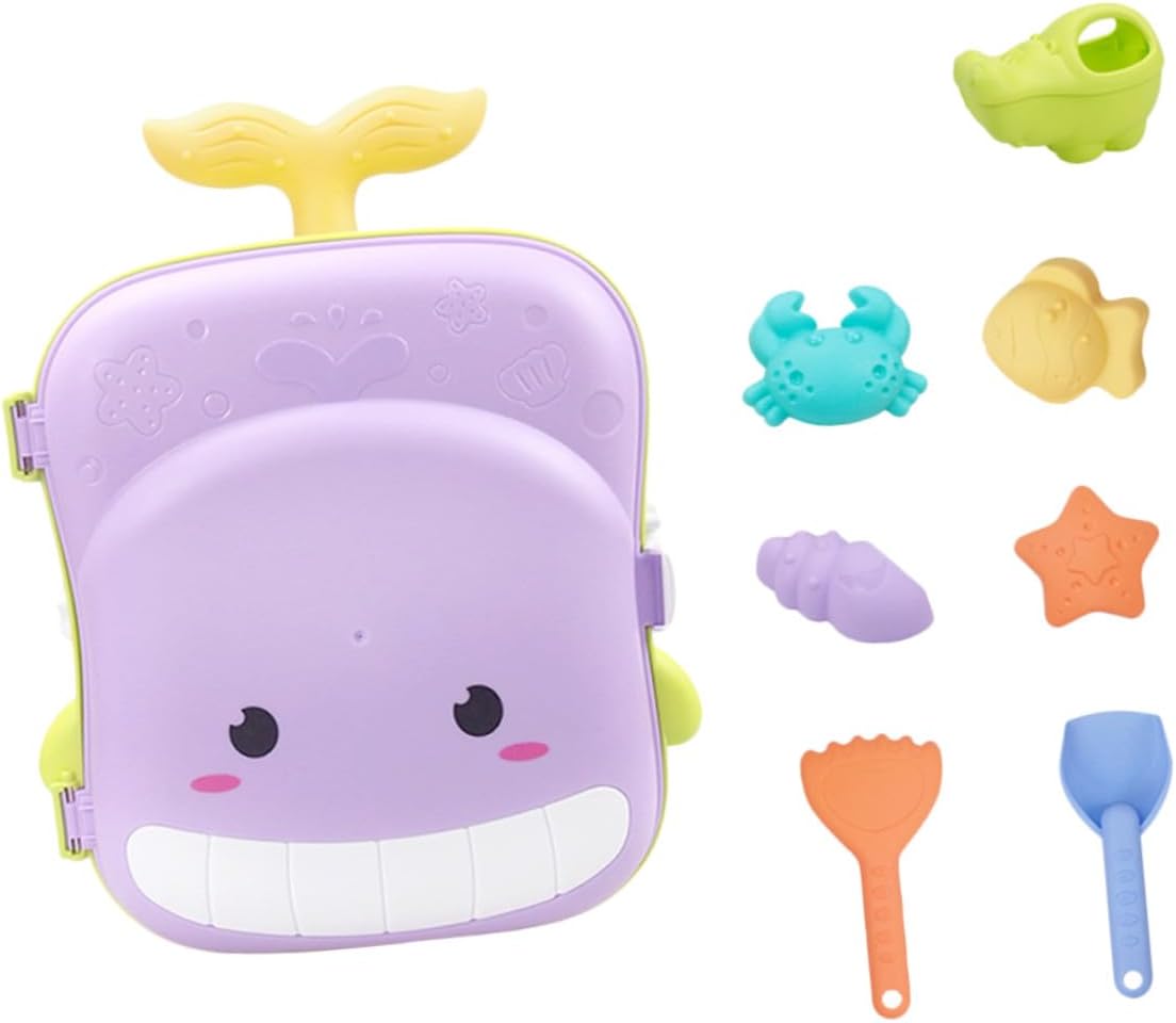 Toyvian Sand Beach and Bath Play Set for Purple Sand Shovel and Scoop with Rolling Carry Case Bath and Outdoor Beach