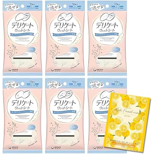 【まとめ買い】 デリケート ウェットシート 10枚入り×6個セット フェイスパック1枚セット｜アルコールフリー｜デリケートゾーン専用 厚手シート 携帯用 生理中・外出先に (無香料)（Amazon）