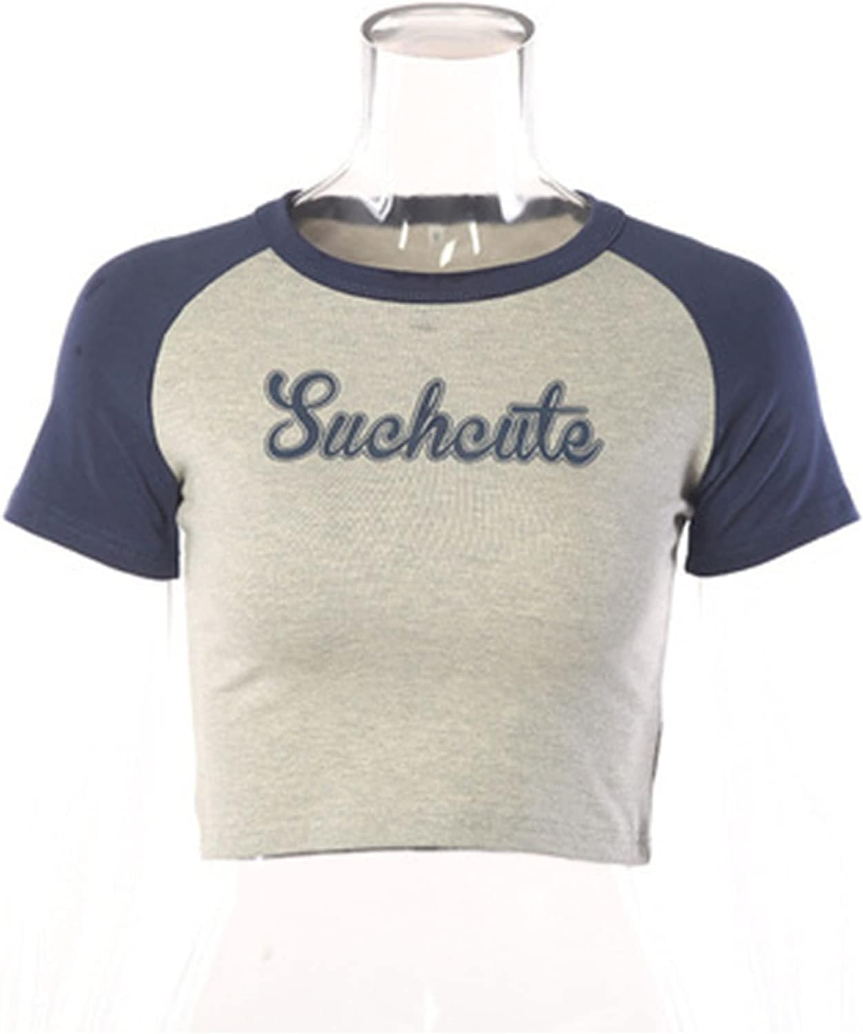 レディースショート丈半袖Tシャツ 女性の女性ショートキャップスリーブクロップトップTシャツストレッチ夏 春夏 秋 (色 : グレー,