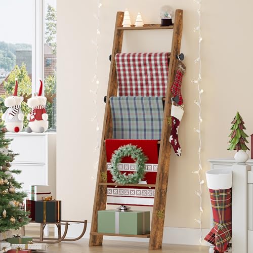 Hzuaneri Blanket Ladder for Living Room, Decorative Quilt Rack with