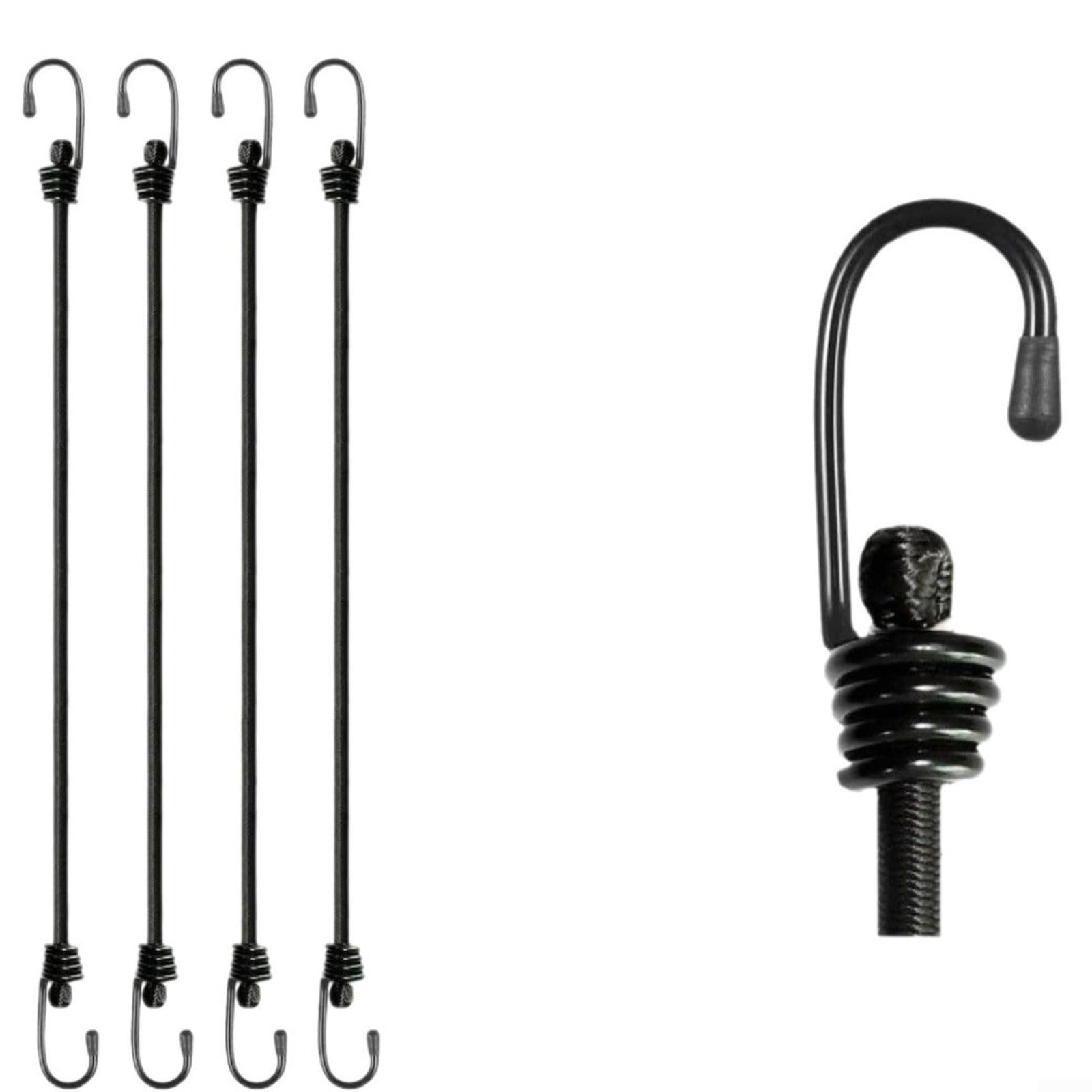 Cavi elastici resistenti con ganci, 35 kg, resistenza alla trazione, nucleo in lattice di polipropilene, nero, per fissare il carico su moto, biciclette e campeggio (120 cm x 10 pezzi)