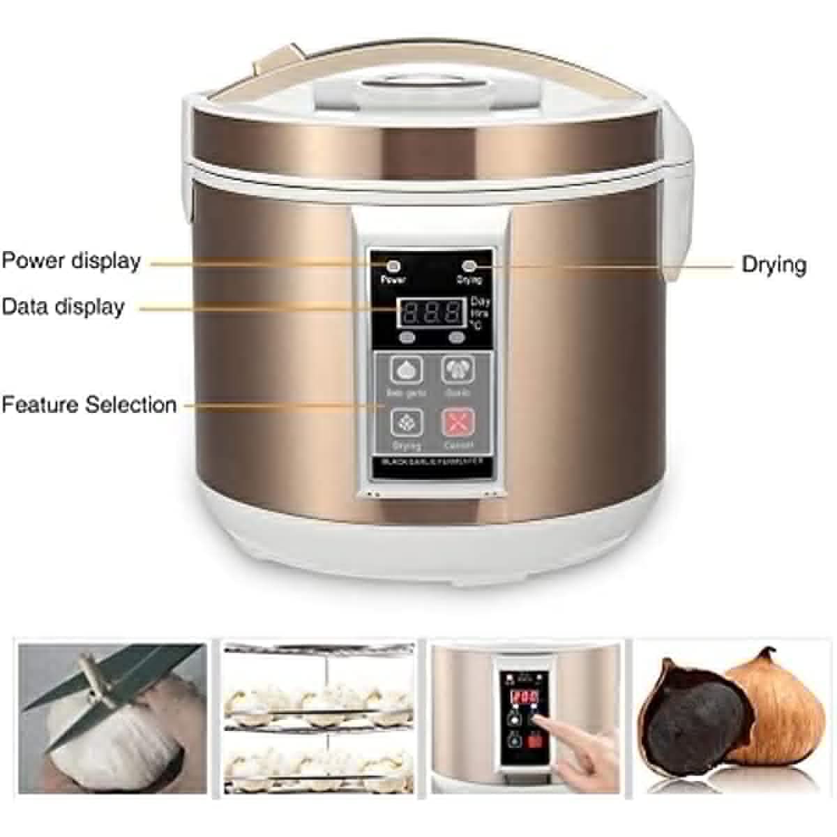 Fermentatore Per Aglio Nero, 5/6L Multifunzione Completamente Automatico Contenitore Per Aglio Fermentatore Per Aglio, Aglio/Natto/Kimchi/Pasta/Vino/Fermentatore Per Riso, Casa/Utensile Da Cucina