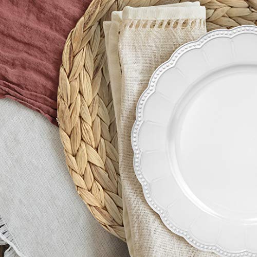 Koyal Wholesale Water Hyacinth Placemats, 13" Round Mat Weave Charger Plates, Set of 4, Eco Friendly Tropical Wedding or Home Decor