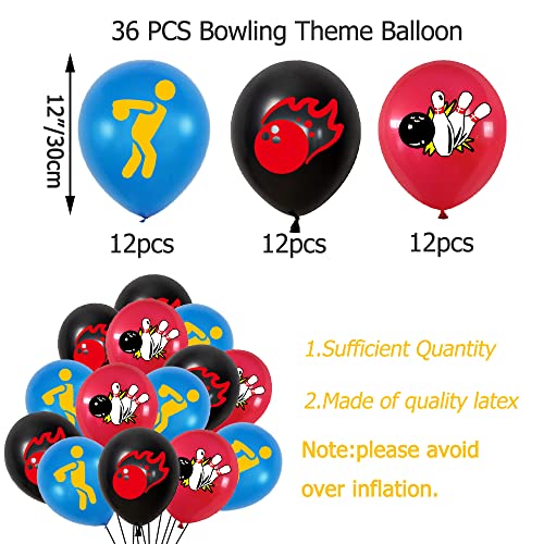 36 Pieces Bowling Party Balloons Ball Party Strike Up The Fun Theme Party Supplies Black/Red/Blue For Kids, Boys Baby Shower Birthday Party,12" #TOP1
