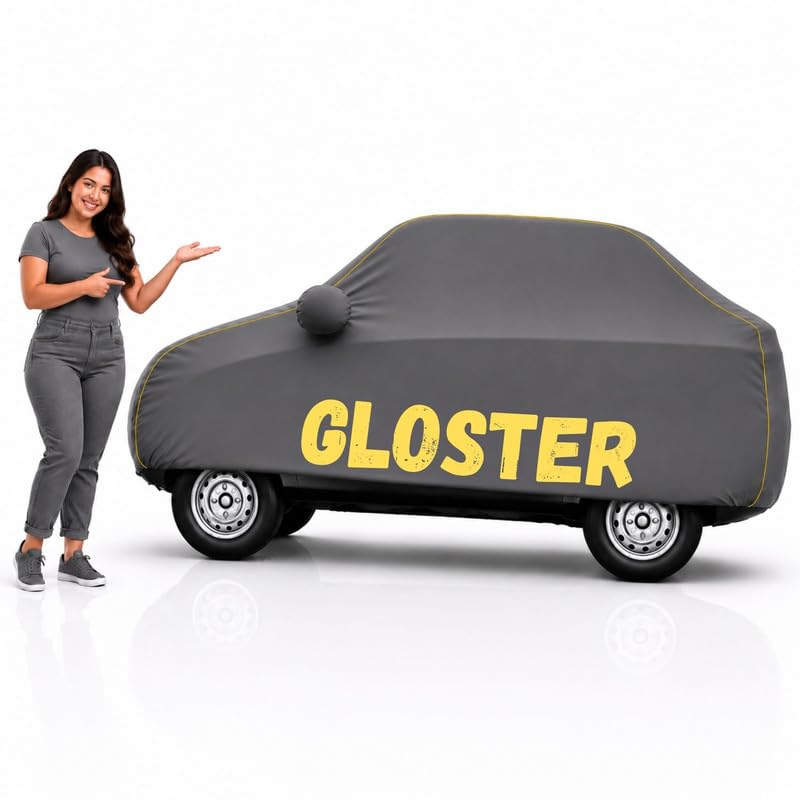 Image of Long-Life 100% Waterproof Gloster Car Body Cover for Dust & Rain, Compatible with All Models of Gloster Car Cover, Comes with Bird Droppings, Scratch, UV and Paint Protection - Grey