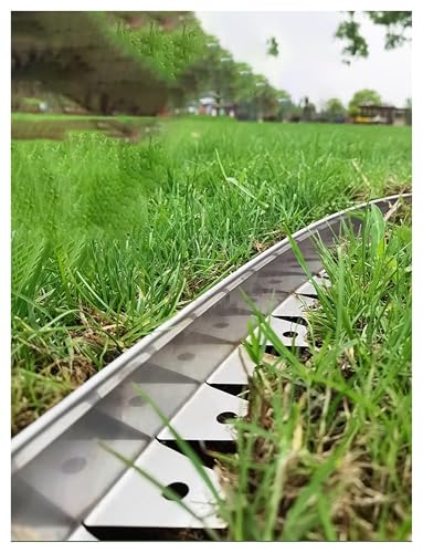 Bordure de paysage en acier inoxydable – Robuste, antirouille, solution sans creuser pour pelouses, parterres de fleurs et bordures de gravier – Bordure de jardin durable