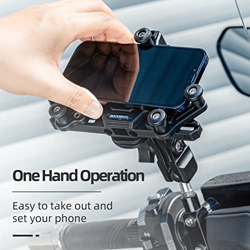 Rockbros Aluminum Motorcycle Bike Phone Mount With Vibration Dampener For 4.7''-7.1'' Phones, Motorcycle Bike Phone Holder Universal Handlebar Motorcycle(Handlebar Mount) #TOP1