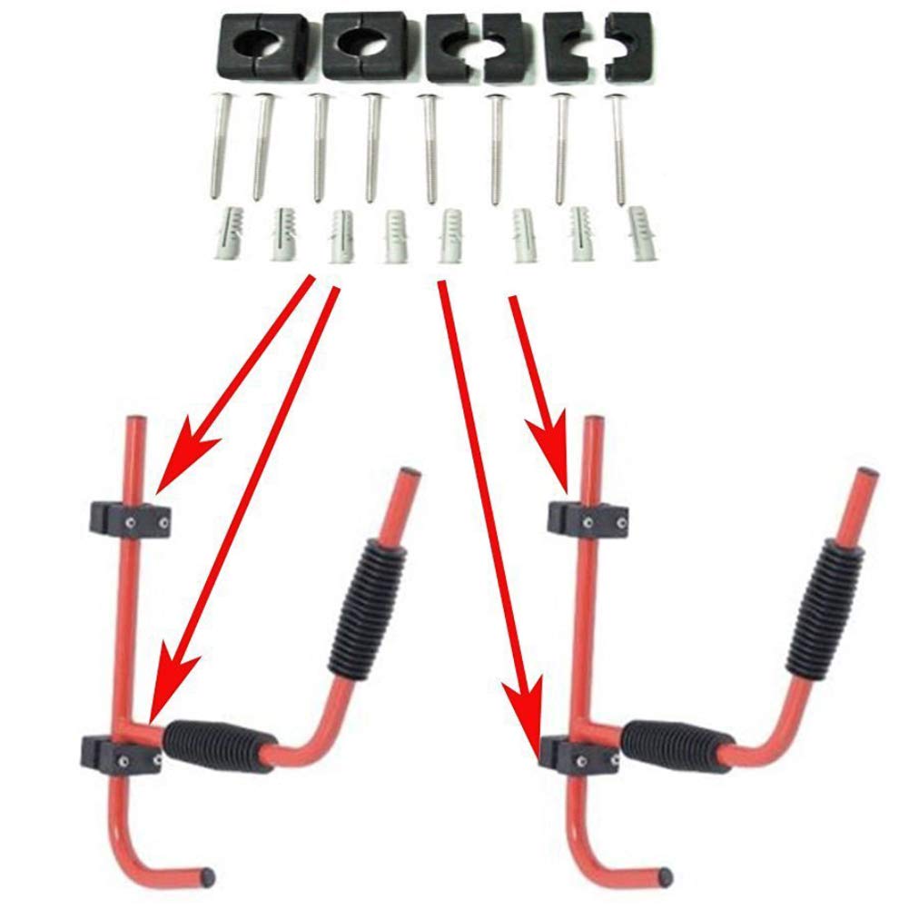 Newsmarts Garage Indoor Wall Mount Kayak Ladder Storage Rack Hanging Snowboard Skiboard Bike Surfboard Canoe Folding Hanger, Heavy Duty Steel, 1 Pair