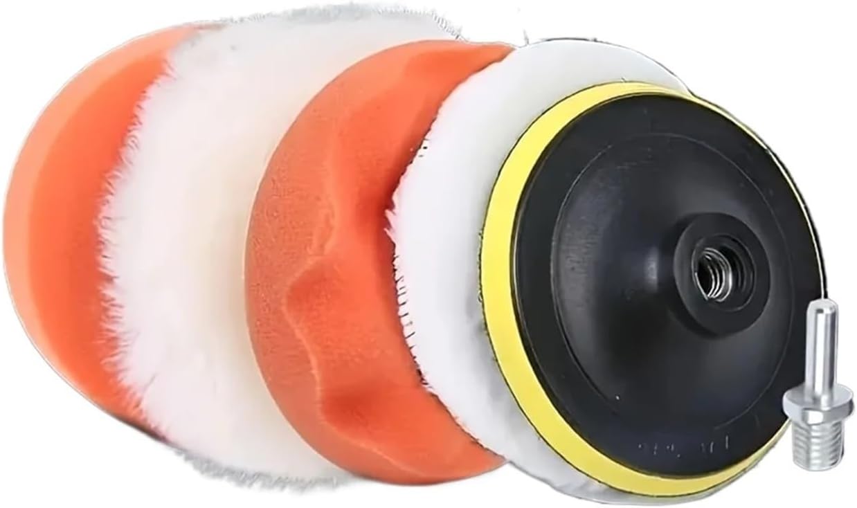 Polishing and polishing pad kit with Drill Attachment for Vehicle polishing, waxing, and Paint Care(5in 6pcs)