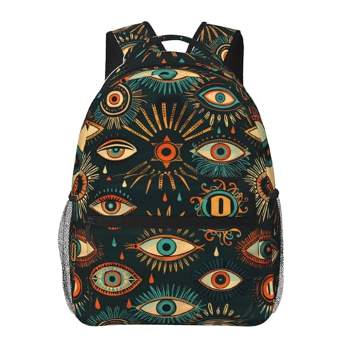 MIEPOS Mochila Mystic Eye com alças acolchoadas para laptop, 29 x 15 x 40 cm, Olho, Mochilas Daypack