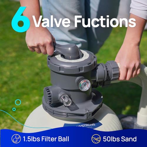 AQUASTRONG Sand Filter Pump for Above Ground Pool with Timer, 2/3 HP Pool Pumps Above Ground 3000 GPH for Pools up to 11000GAL, 12in Pool Filter with 6-Way Valve, Improved Circulation and Filtration by AQUASTRONG - Used condition - Image 6