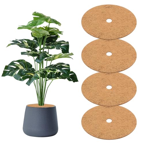 M METERXITY 4-Pack Anillo de Mulch de Fibras de Coco Protector de Árboles, 30cm Anillo de Mulch para Árboles/Paisajismo/Anillo de Protección de Árboles Cubierta de Suelo [Marrón de Coco]