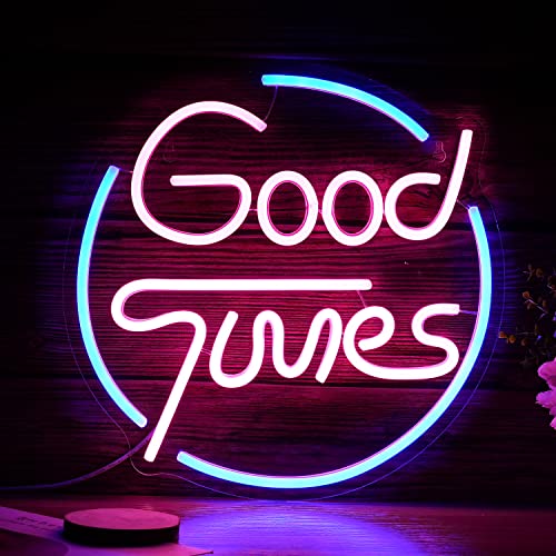 Good Times ネオンサイン 壁用ネオンライト 調光可能 ネオンサインインテリア 部屋装飾ネオン管 USB電源LEDネオ ン 結婚式 パーティー ルームデコレーション(32cm*32cm)